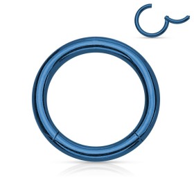Piercing anneau nombril acier bleu