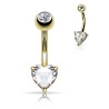 Piercing nombril coeur 6mm or jaune 14k