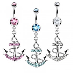 Lot piercing nombril ancre marine pendante