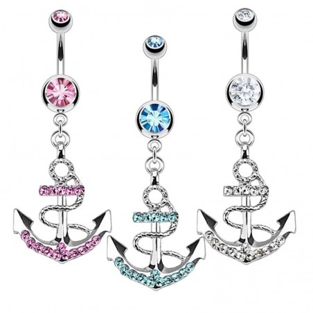 Lot piercing nombril ancre marine pendante