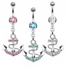 Lot piercing nombril ancre marine pendante