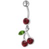 Piercing argent nombril cerise pendante