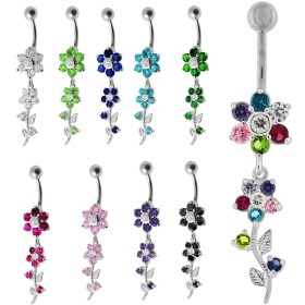 Piercing nombril fleurs en...